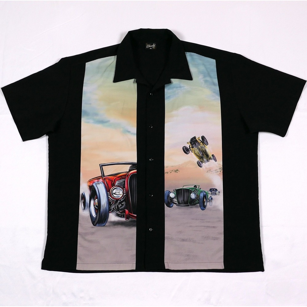 Steady Hot Rod Dune Racing Graphic Shirt Mens 2XL Rockabilly Lounge Vintage